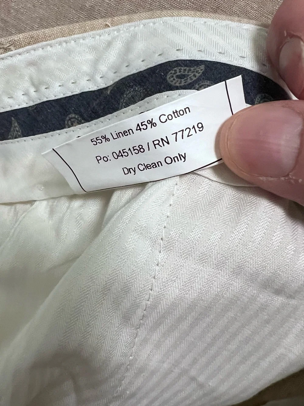 (2) Joseph Abboud Linen-Blend Dress Pants, slim-fit, WHITE & TAN 42x32